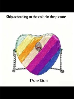 Kurt Geiger Heart Shaped Rainbow Stripe Crossbody - Multicolor
